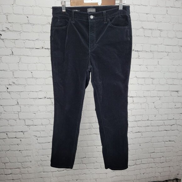 Talbots Black Velveteen Cotton Stretch Straight Leg High Rise Pants 10P (31x29) - Picture 1 of 13